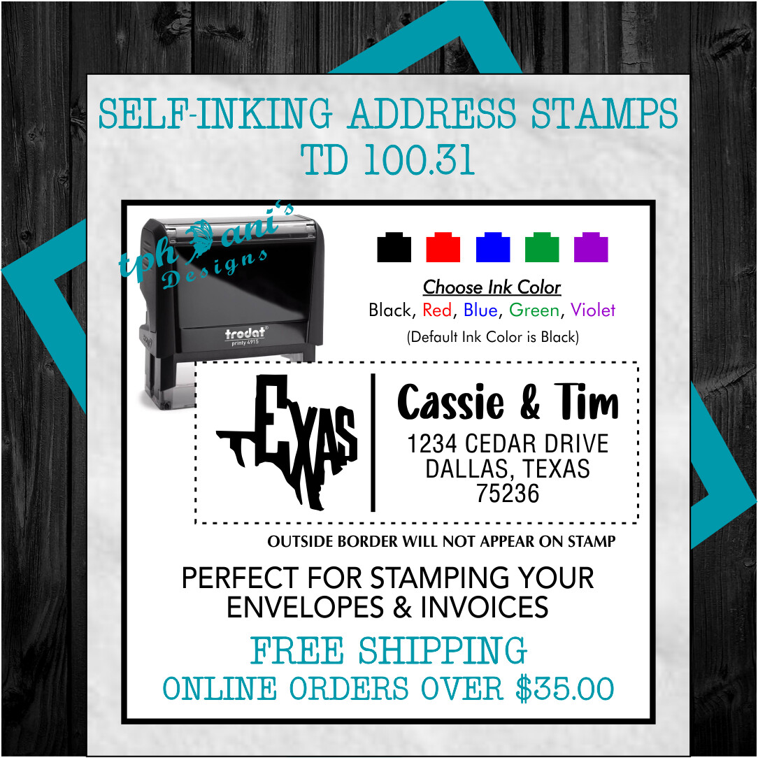 ADDRESS SELF-INKING STAMP - TD100.31