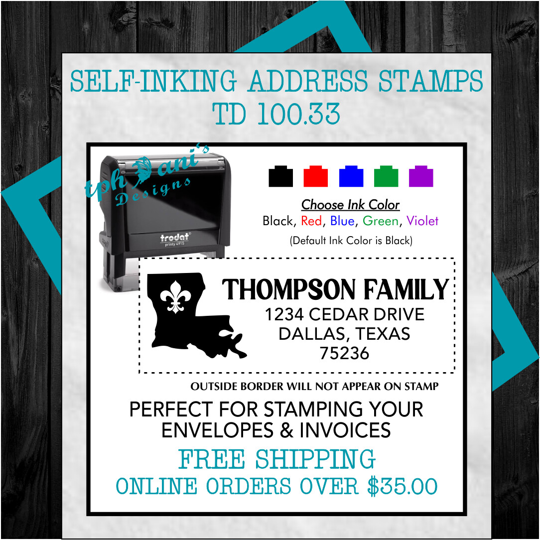 ADDRESS SELF-INKING STAMP - TD100.33