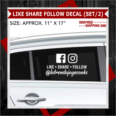 LIKE SHARE FOLLOW DECALS (SET OF 2)