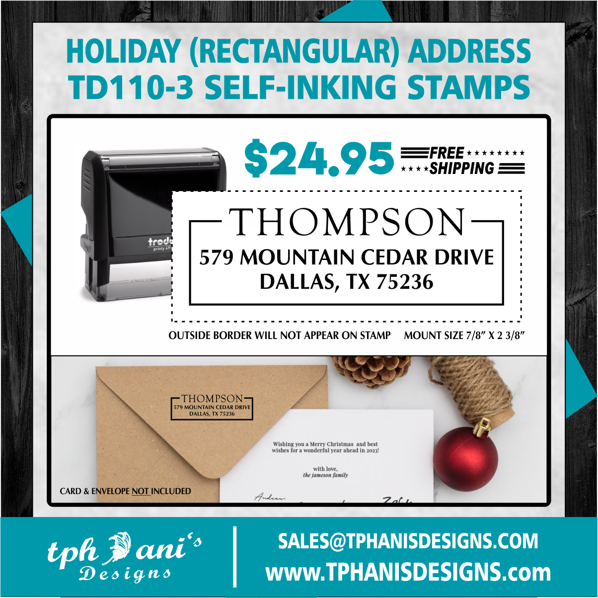 HOLIDAY ADDRESS SELF-INKING STAMP - TD110-3