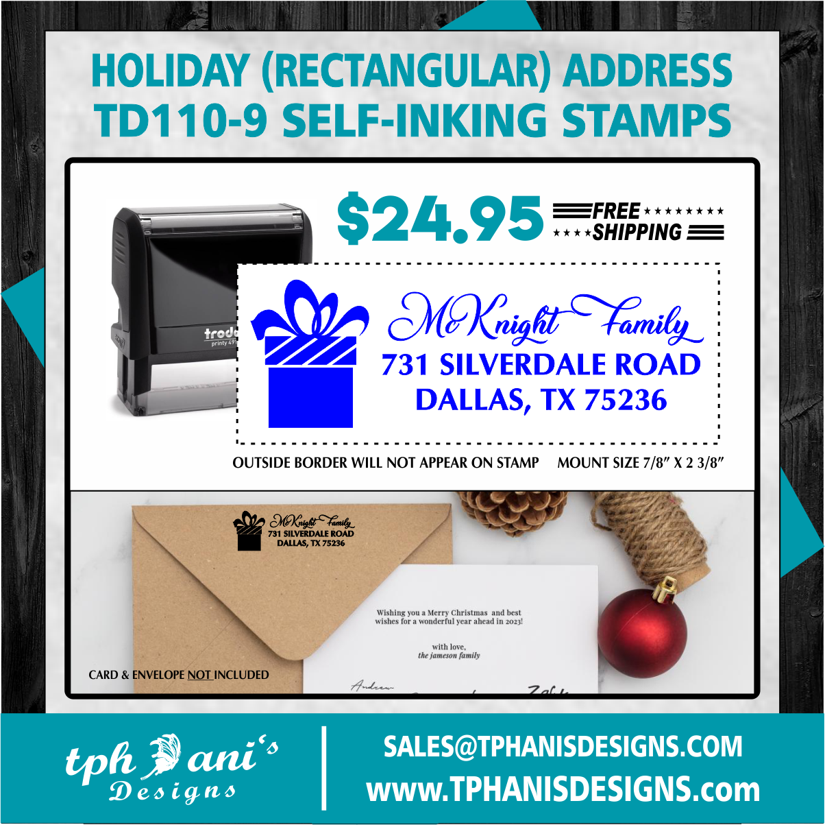 HOLIDAY ADDRESS SELF-INKING STAMP - TD110-9