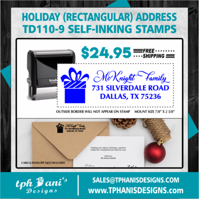 HOLIDAY ADDRESS SELF-INKING STAMP - TD110-9 HOLIDAY ADDRESS SELF-INKING STAMP - TD110-9