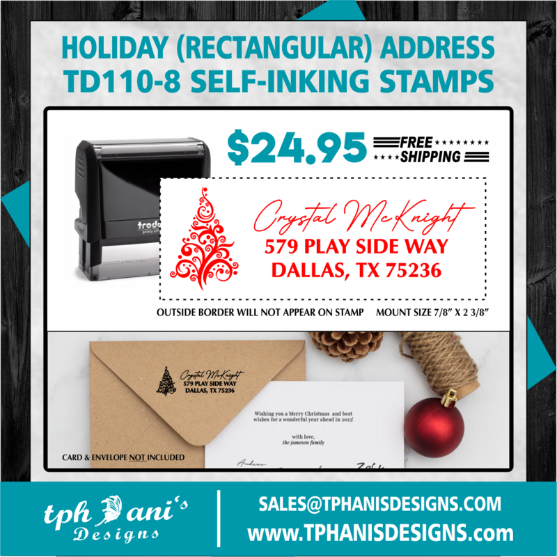 HOLIDAY ADDRESS SELF-INKING STAMP - TD110-8 HOLIDAY ADDRESS SELF-INKING STAMP - TD110-8