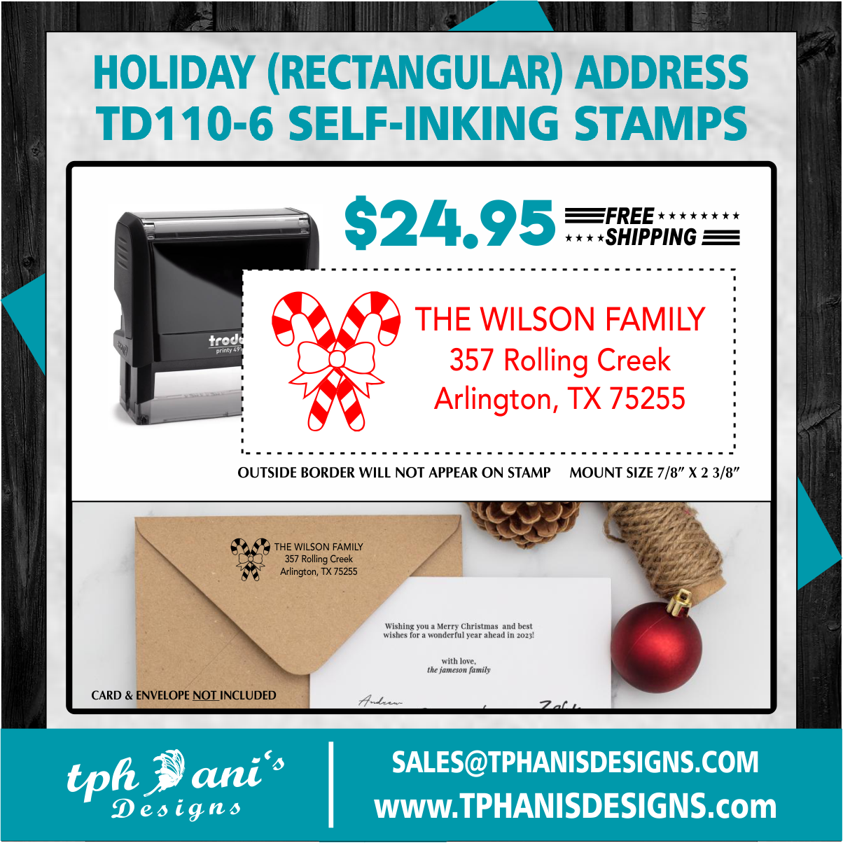 HOLIDAY ADDRESS SELF-INKING STAMP - TD110-6