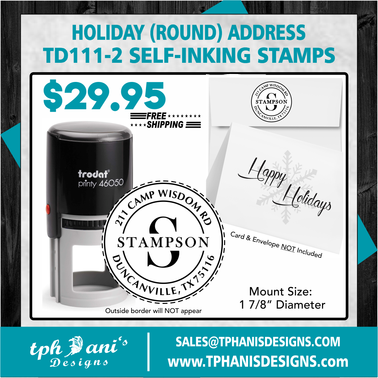 HOLIDAY ROUND SELF-INKING STAMP - TD111-2