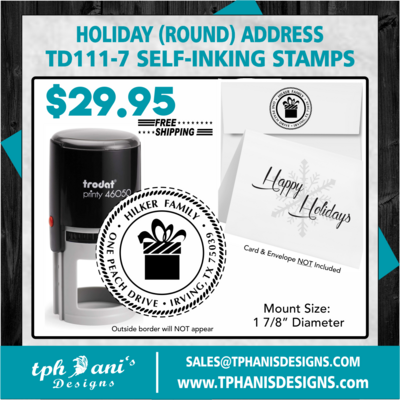 HOLIDAY ROUND SELF-INKING STAMP - TD111-7