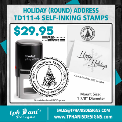 HOLIDAY ROUND SELF-INKING STAMP - TD111-4 HOLIDAY ROUND SELF-INKING STAMP - TD111-4