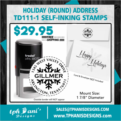 HOLIDAY ROUND SELF-INKING STAMP - TD111-1