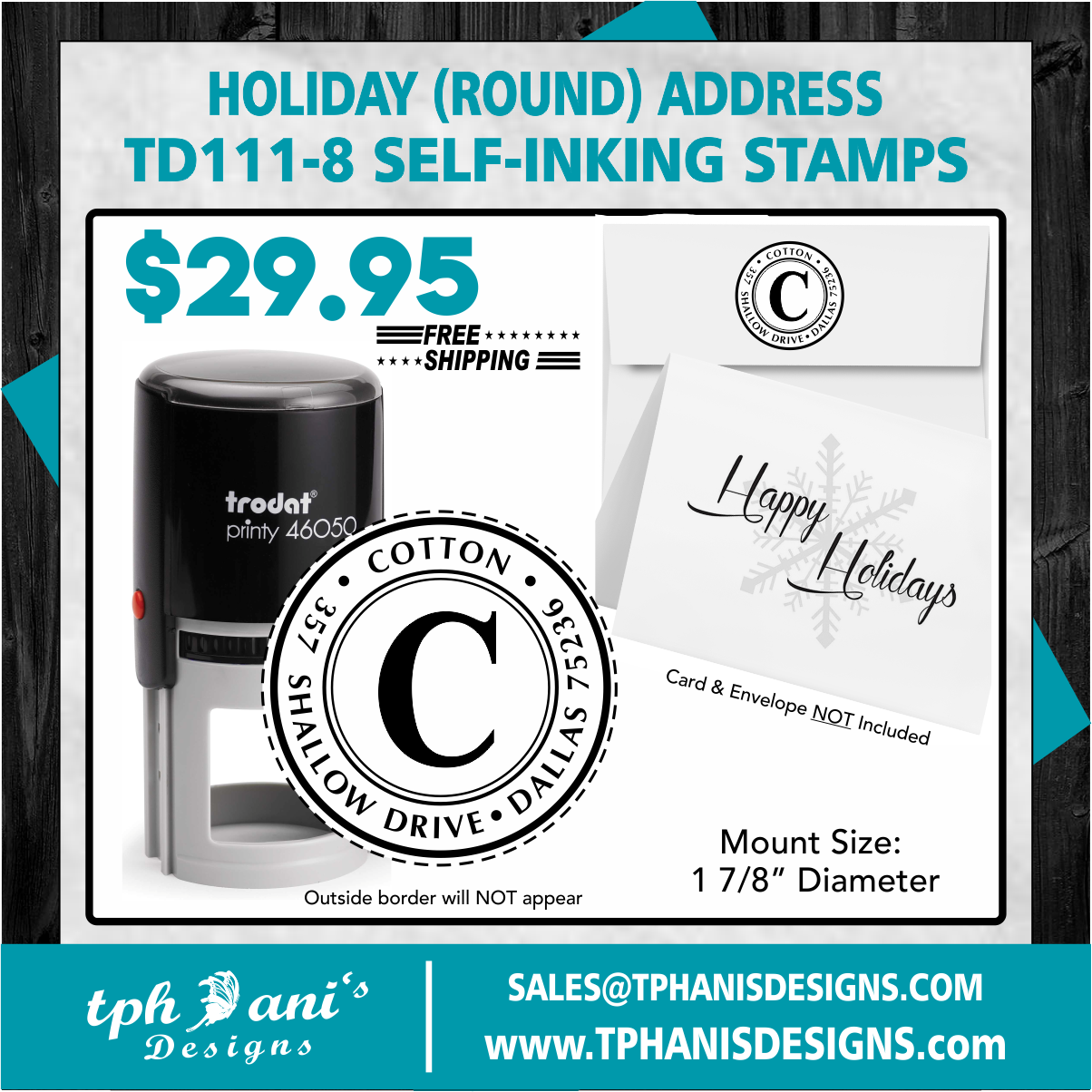 HOLIDAY ROUND SELF-INKING STAMP - TD111-8