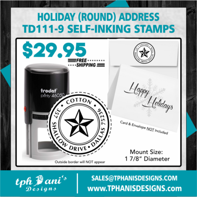 HOLIDAY ROUND SELF-INKING STAMP - TD111-9
