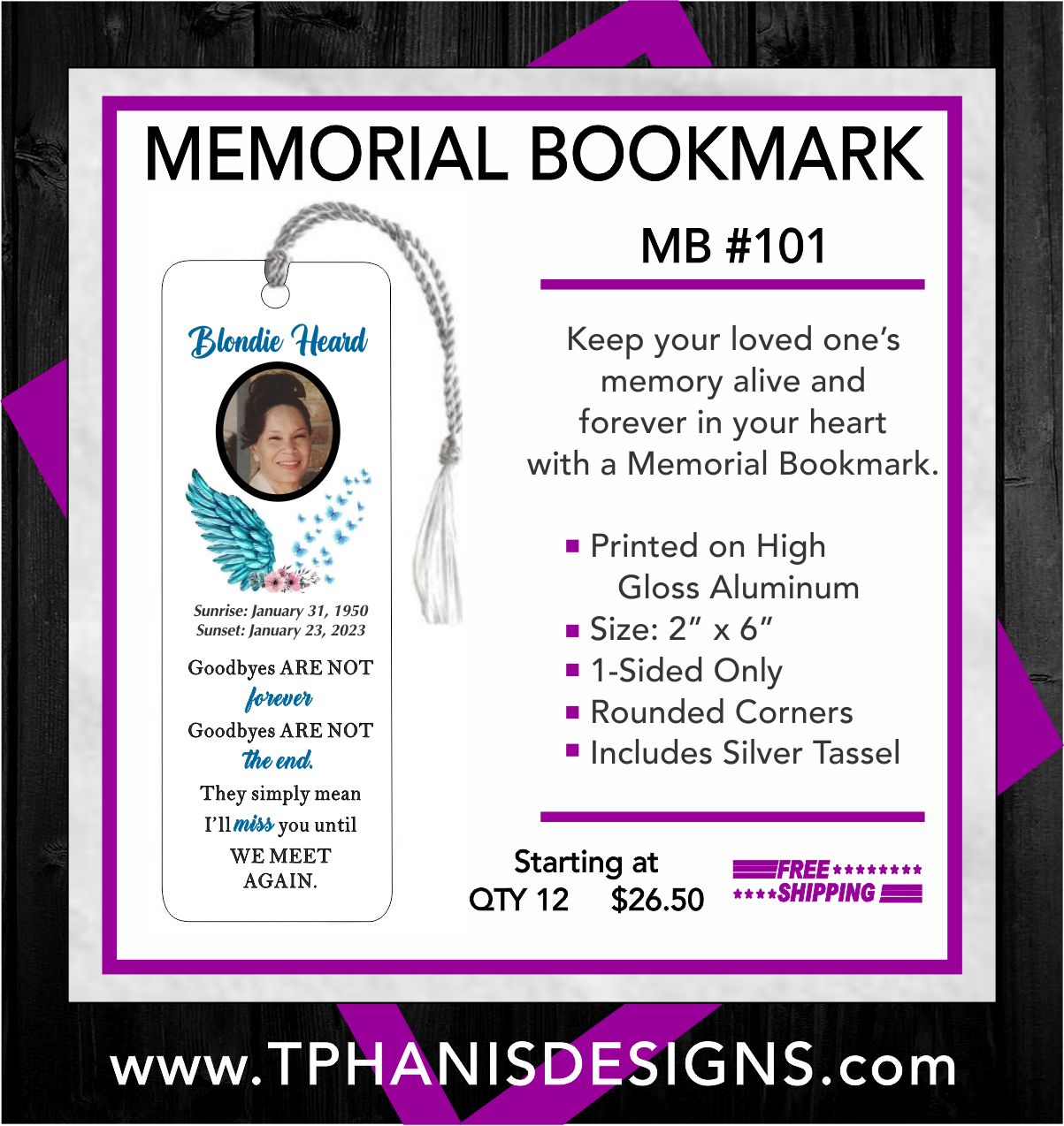 MEMORIAL BOOKMARK - MB101