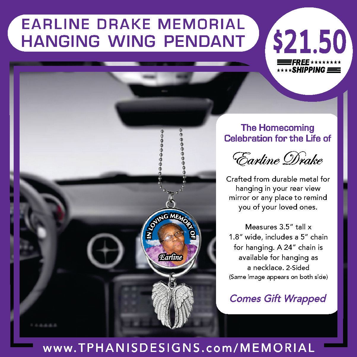 EARLINE DRAKE HANGING WINGS PENDANT