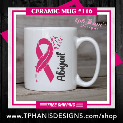 Ceramic Mug - BREAST CANCER RIBBON