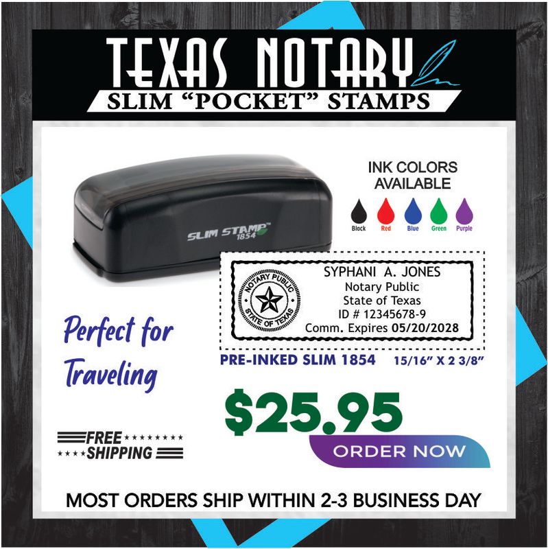 TEXAS NOTARY "POCKET STYLE" STAMP