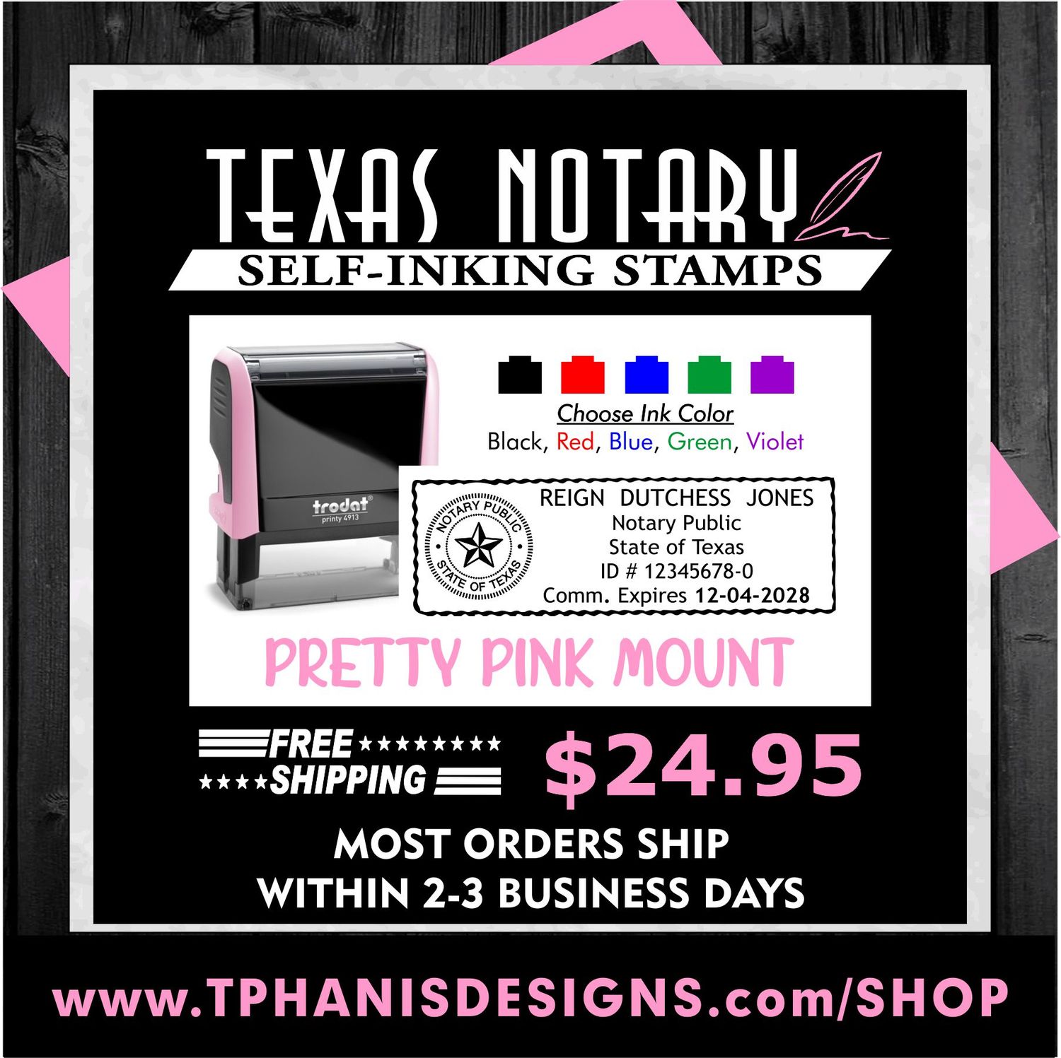 TEXAS NOTARY STAMP (PINK MOUNT)