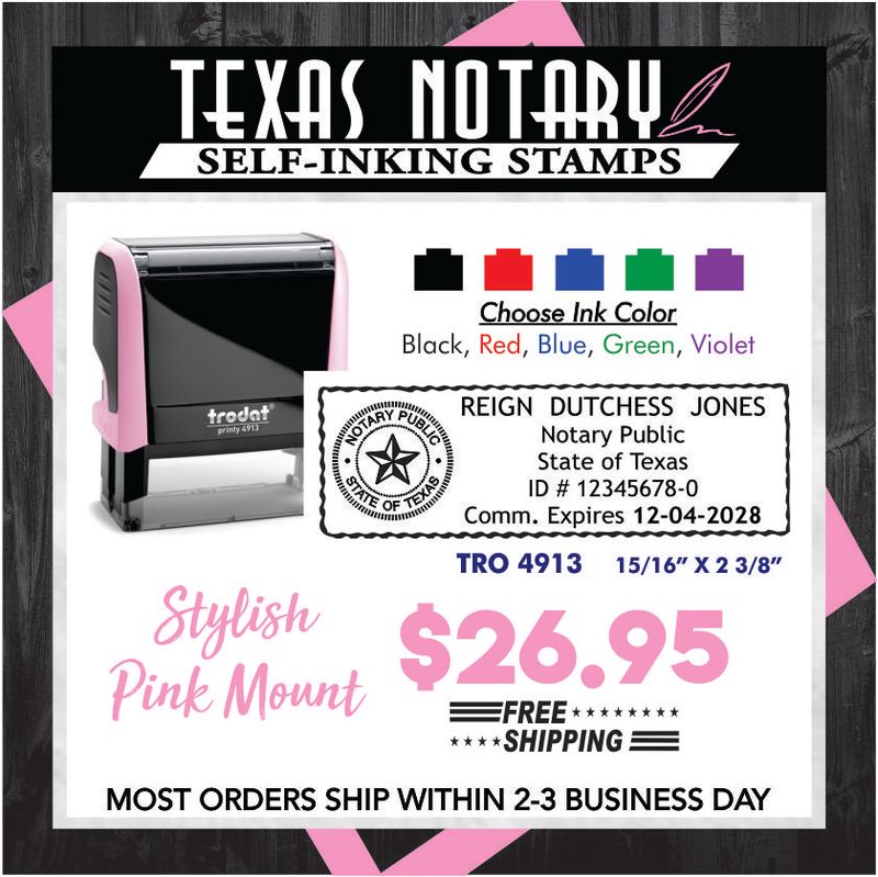 TEXAS NOTARY STAMP (PINK MOUNT)