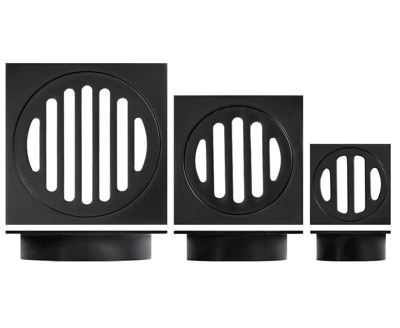 Chrome Plated Floor Drain - 80mm - Matt Black