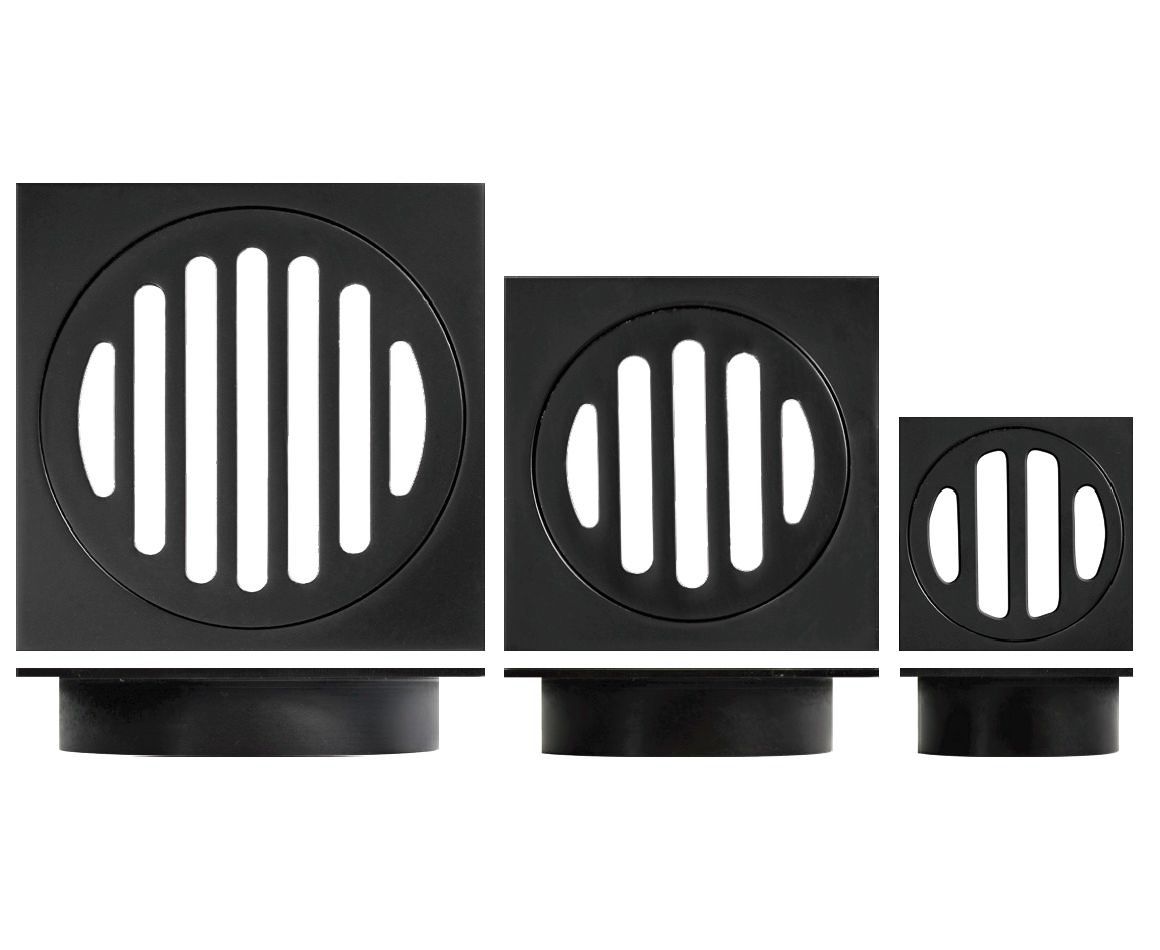 BAT Chrome Plated Floor Drain - 100mm - Matt Black