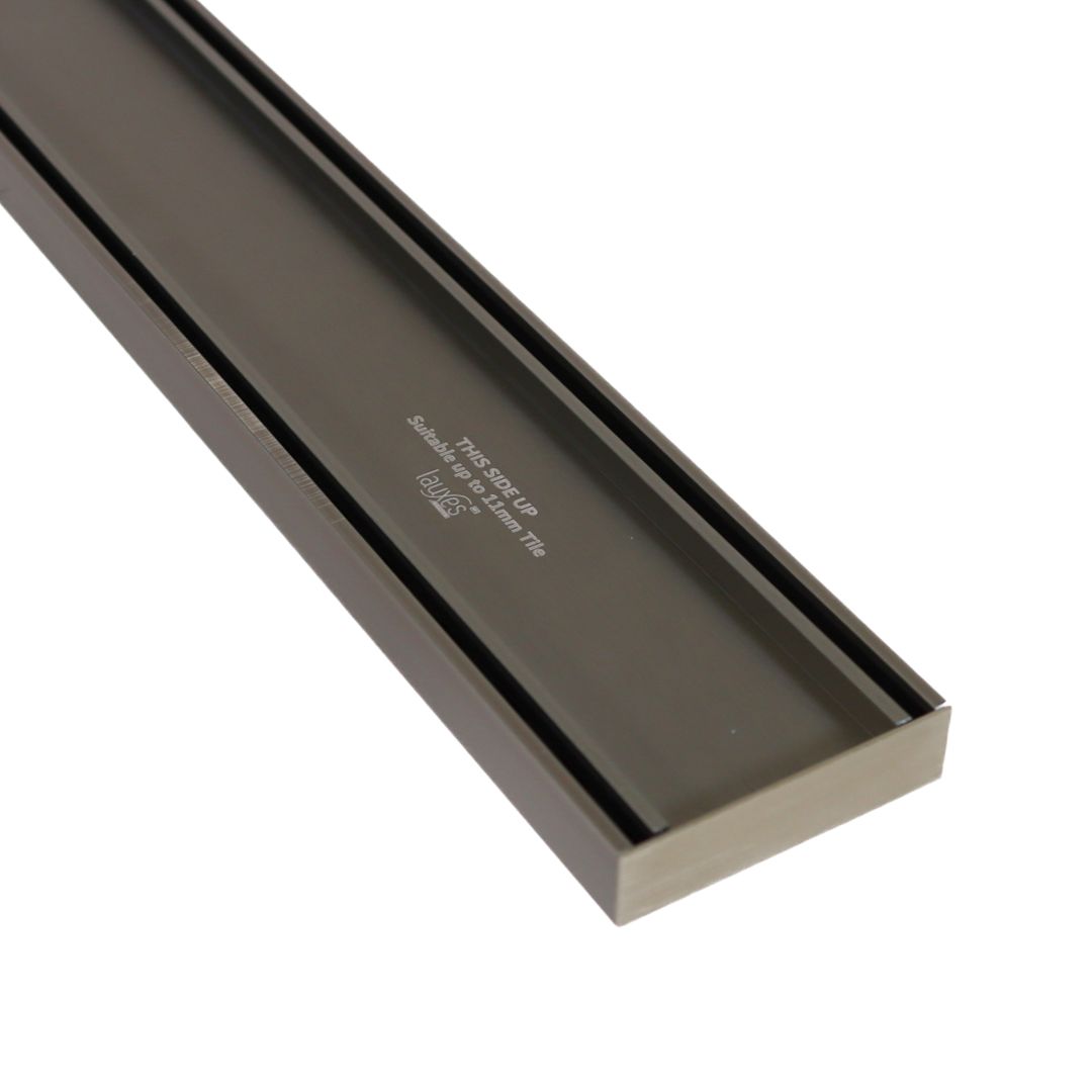 Lauxes Aluminium Brushed Nickel Slimline Tile Insert Grate (BNSTI) 5600 x 100 x 26mm [Top and Bottom