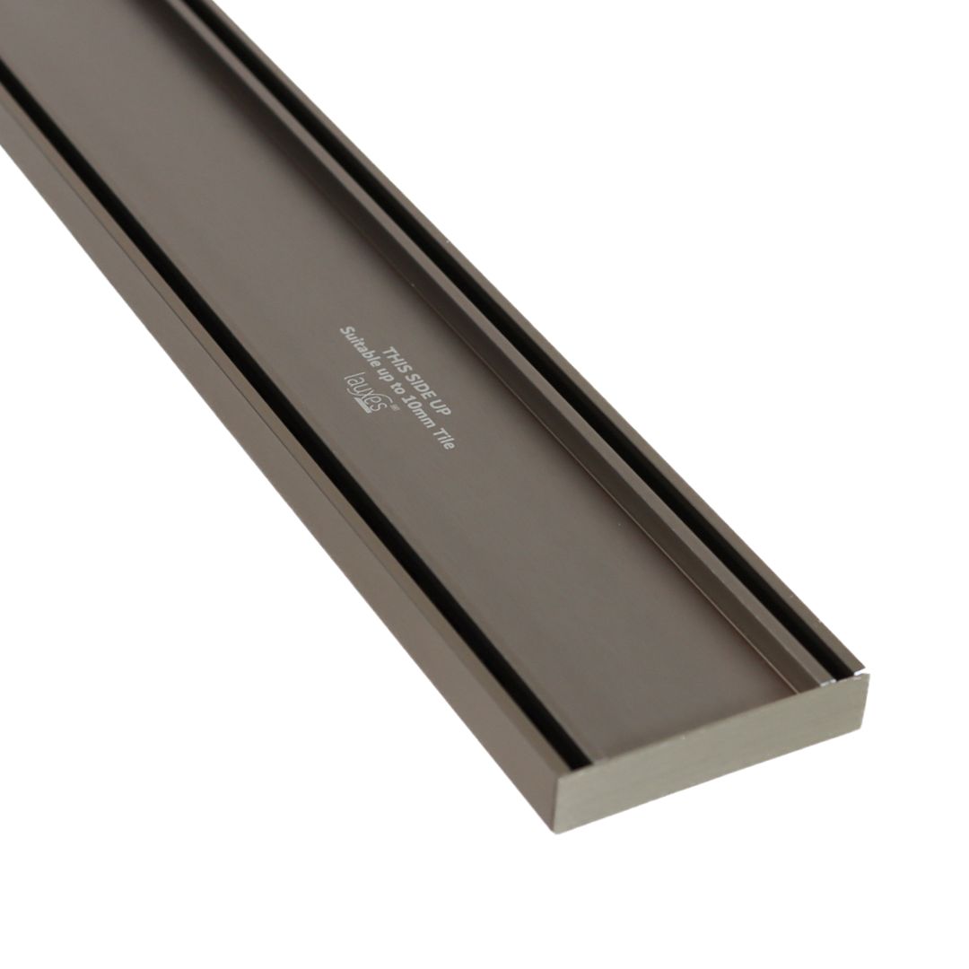 Lauxes Aluminium Brushed Nickel Slimline Tile Insert Grate 21 (BN STI21) 1000 x 100 x 21mm [Top and Bottom]