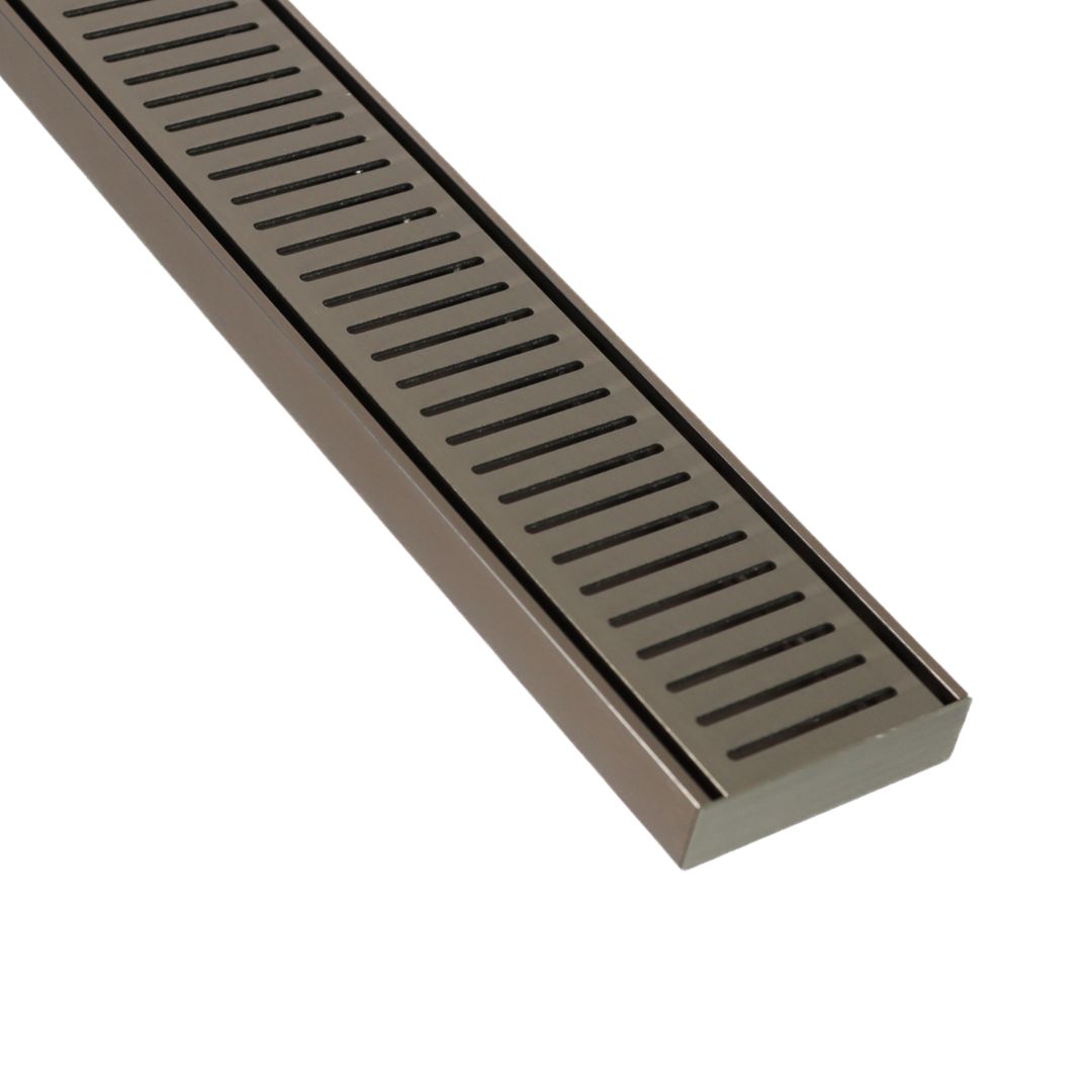 Lauxes Aluminium Brushed Nickel Next Generation 26 Floor Grate (BNNXT26) 5600 x 100 x 26mm [Top and Bottom