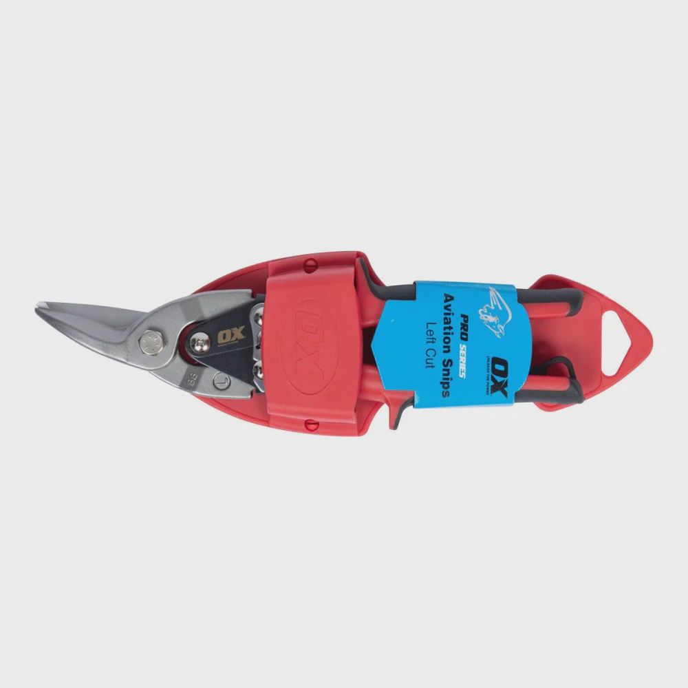 OX Pro Aviation Snips With Holster - Left  Cut (Red)