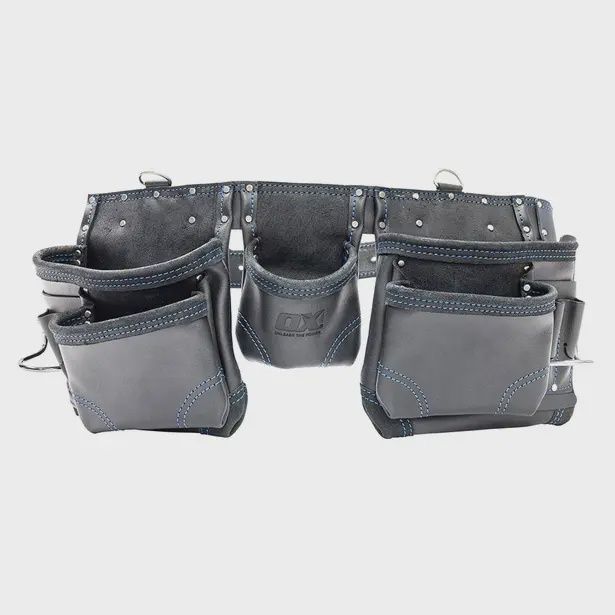 OX Trade Black Leather 12 Pocket  Construction Apron