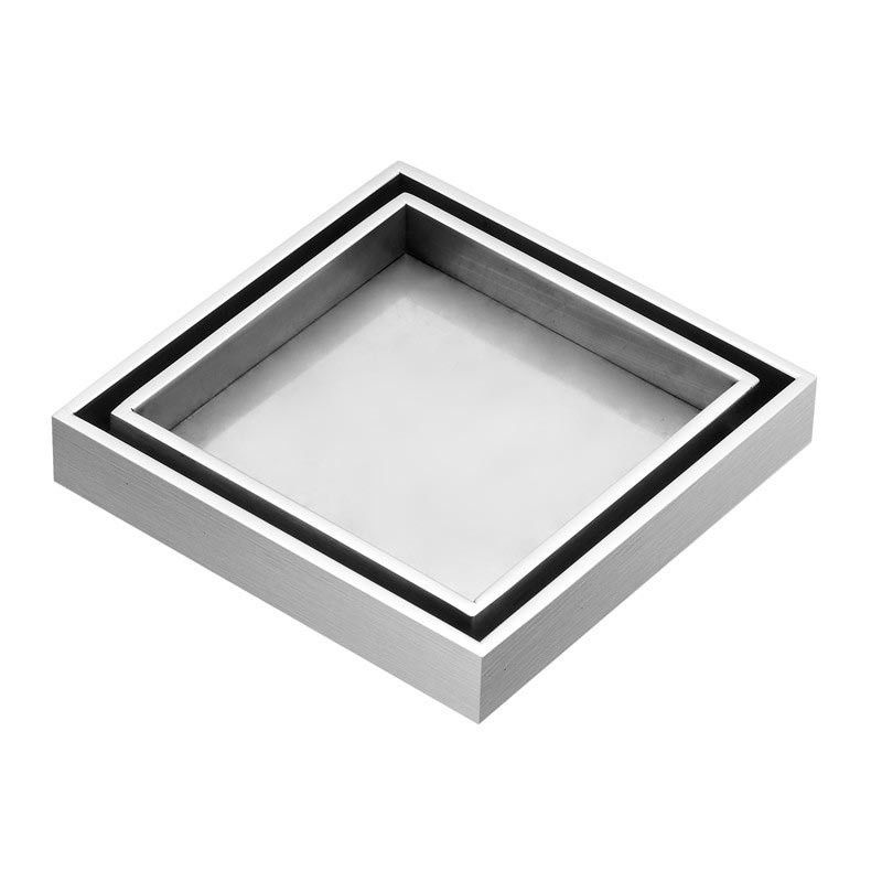 AMARK Tile Insert Floor Drain 110x110x20mm Brushed Stainless Steel