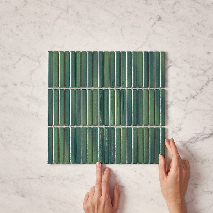 Kit Kat Marble Green  Strip Shape Mosaic( Per Sheet)