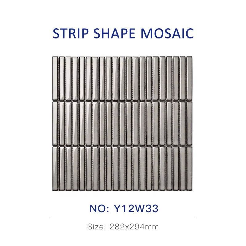 Kit Kat Light grey Strip shape Mosaic (Per sheet)