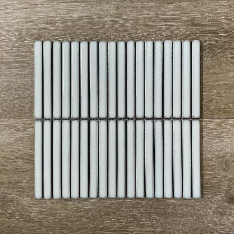 Kit Kat Pure White  Strip Shape Mosaic ( Per Sheet)