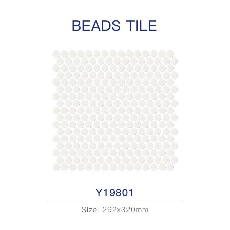 European White Glossy Glazed Kitchen Penny Rounds Tiles Circle Pattern Backsplash Ceramic( Per Sheet)
