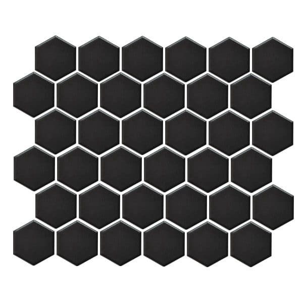 Black  Hexagon Mosaic Tile (Per Sheet )