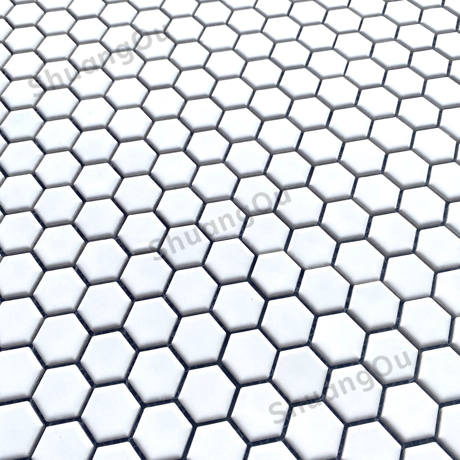 Hexagon Porcelain  Mosaic Tile White Matt ( Per Sheet)