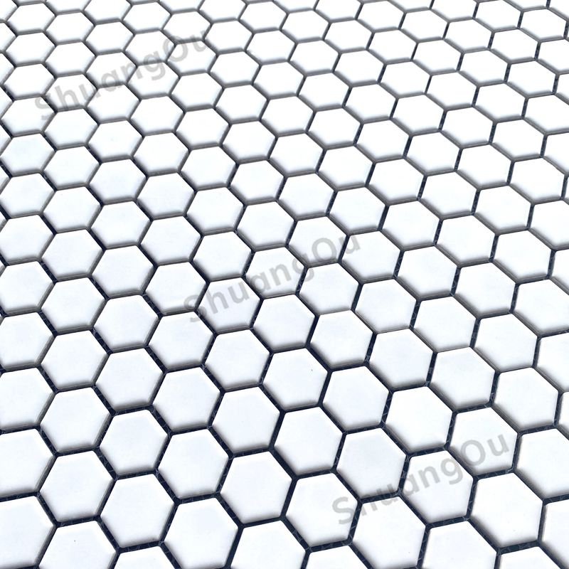 Hexagon Porcelain  Mosaic Tile White Matt ( Per Sheet)