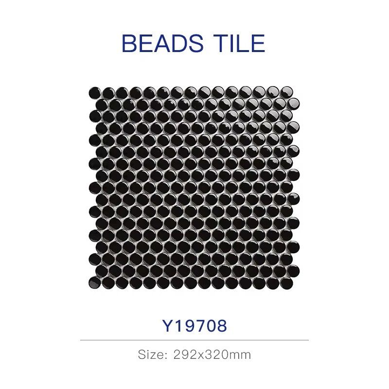 Black Penny round circle mosaic tile