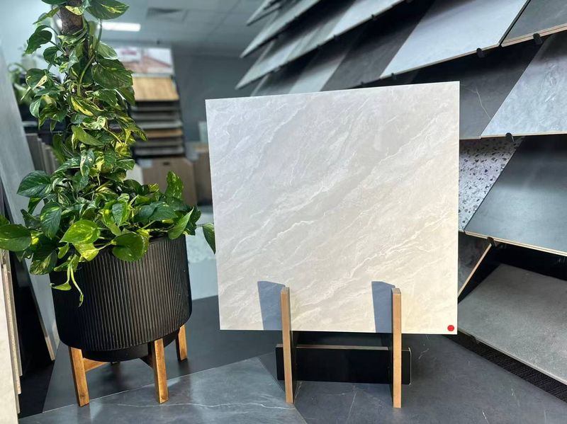 Light grey Base with soft Cloudy Marble   porcelain Tiles 600x600