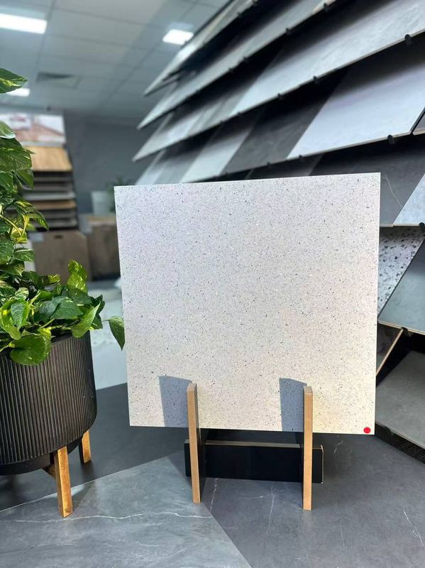 Satin White Terrazzo Porcelain Tiles 600x600
