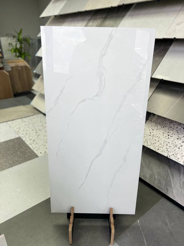 Carrara White Gloss Porcelain Tile 600x1200