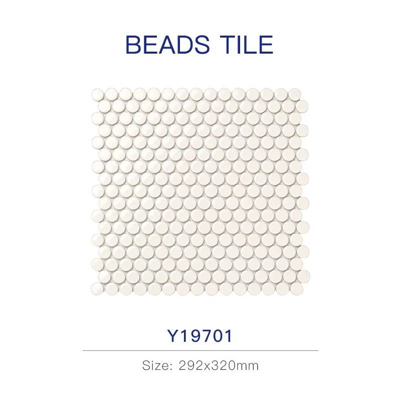 European White Matt Glazed Kitchen Penny Rounds Tiles Circle Pattern Backsplash Mosaic