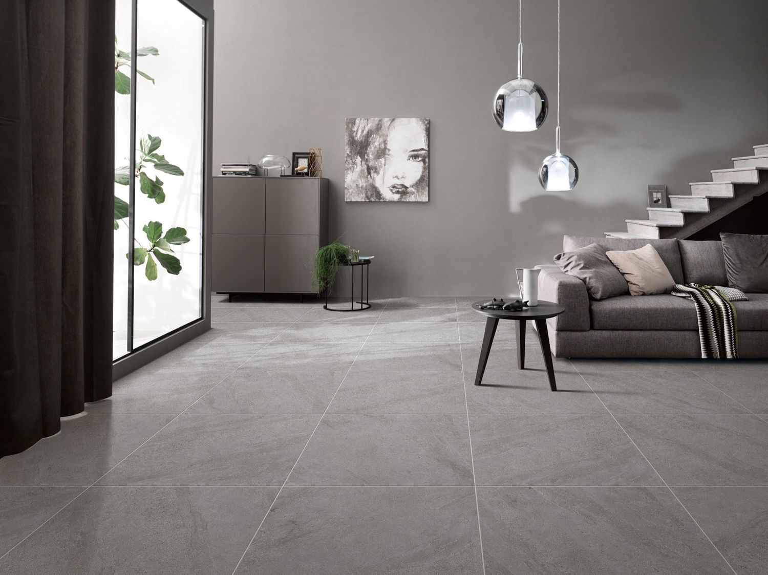 Arezzo Concrete Look Tile - Dark Grey  Porcelain Tile 600x1200