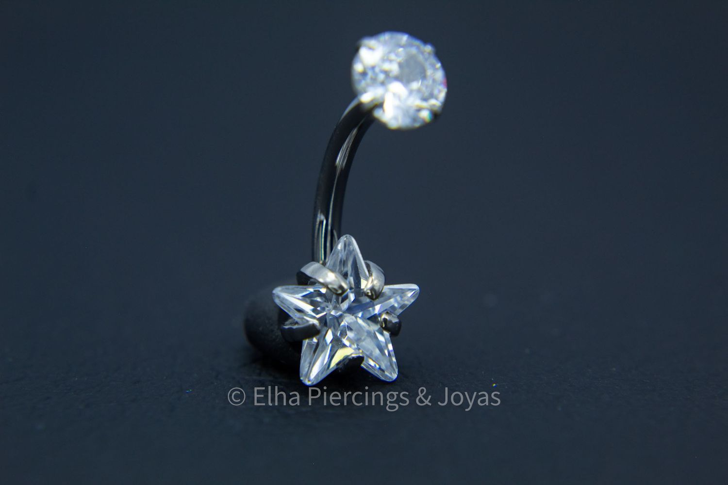 Cristal de zirconia en forma de estrella y tope de cristal de zirconia redondo