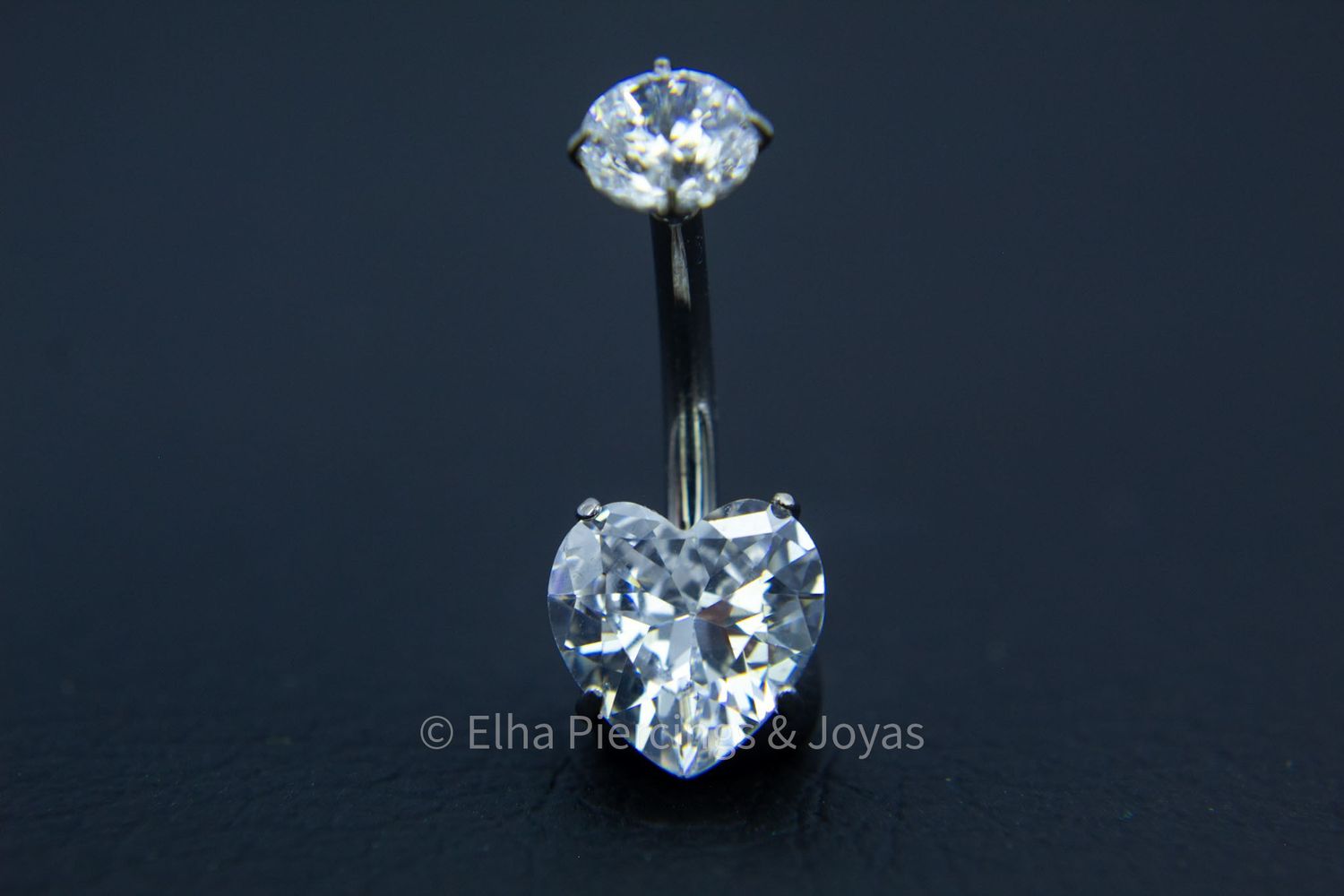 Cristal de zirconia en forma de Corazón y tope de cristal de zirconia redondo