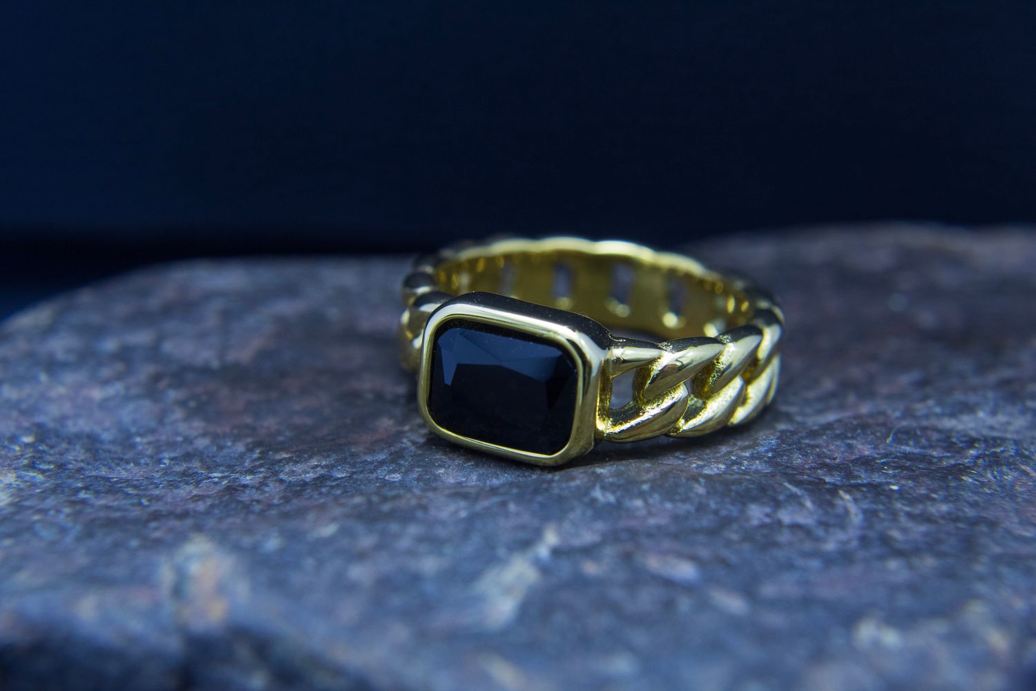 Cadena CZ negro facetado