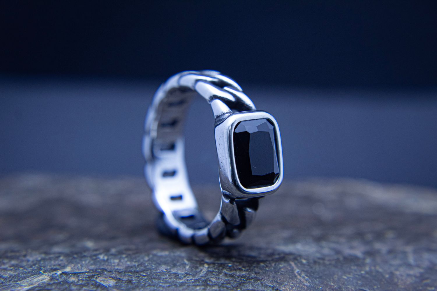 Cadena CZ negro Facetado