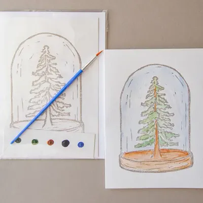 Globe Tree Watercolor Card Kit