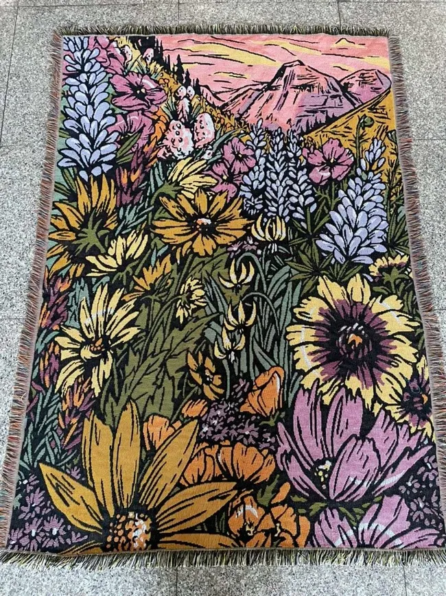 Flower Meadow Knit Blanket