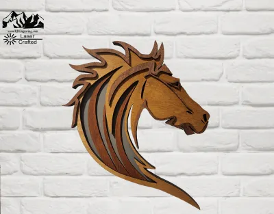 Layered Wood Horse Head