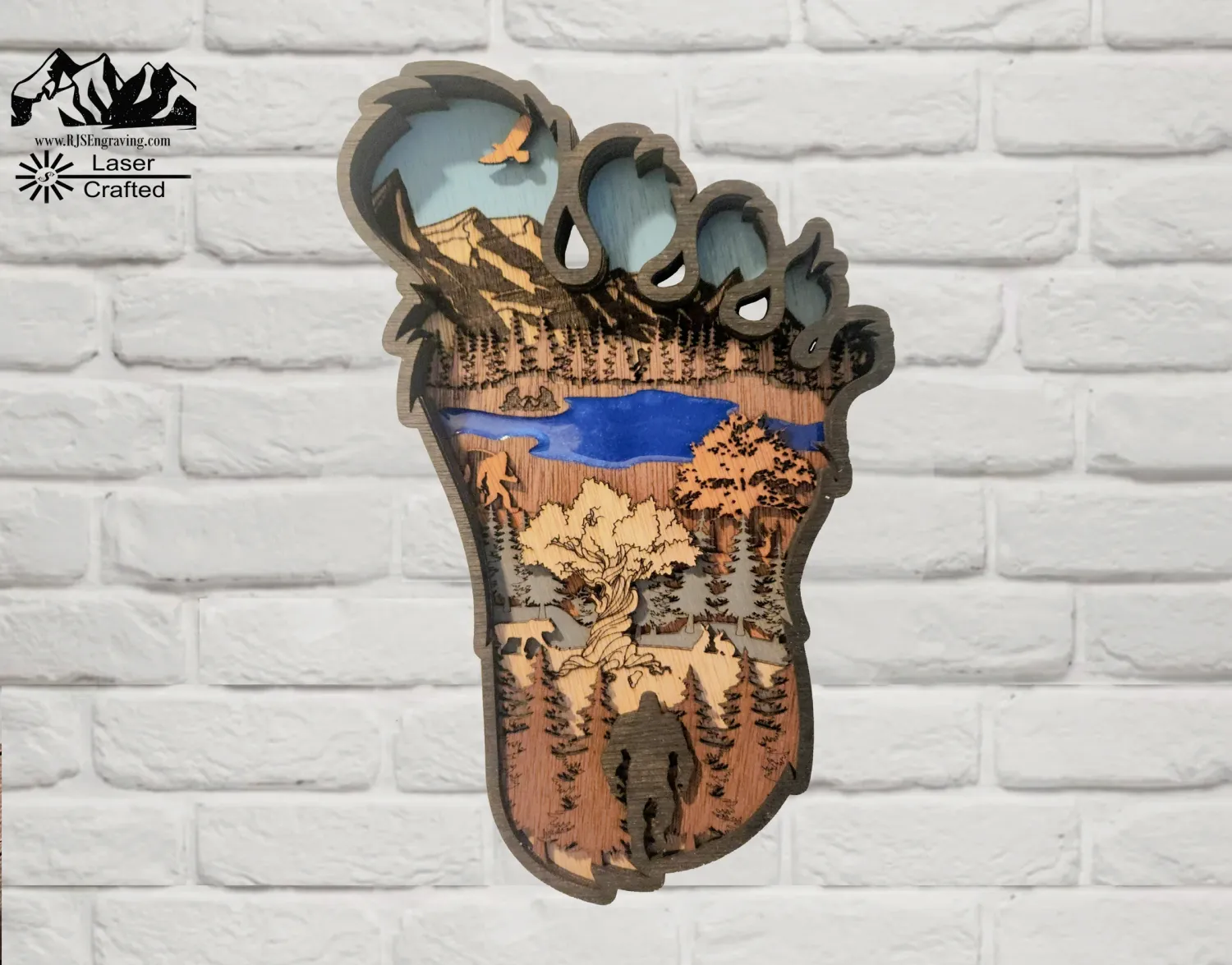 Layered Wood Bigfoot Wall Decor