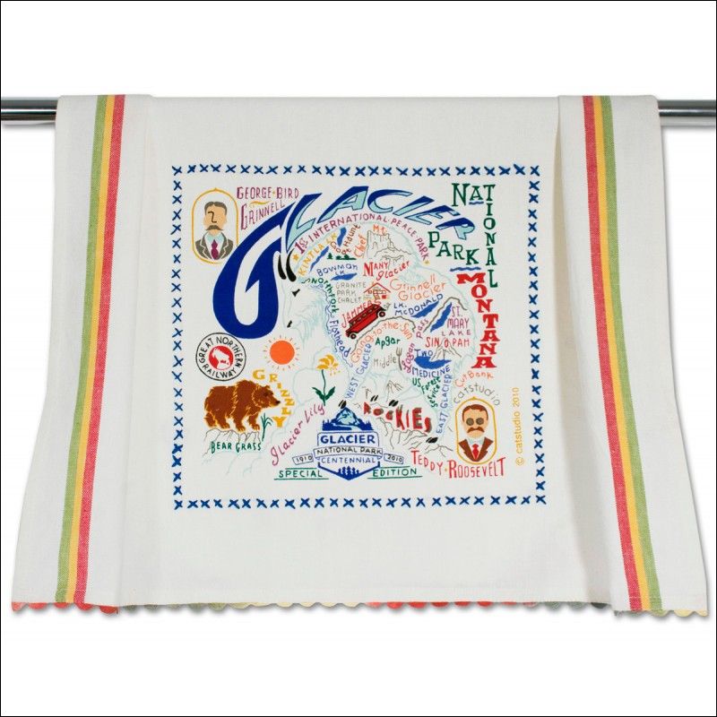 Glacier Dish Towel with Embroidery